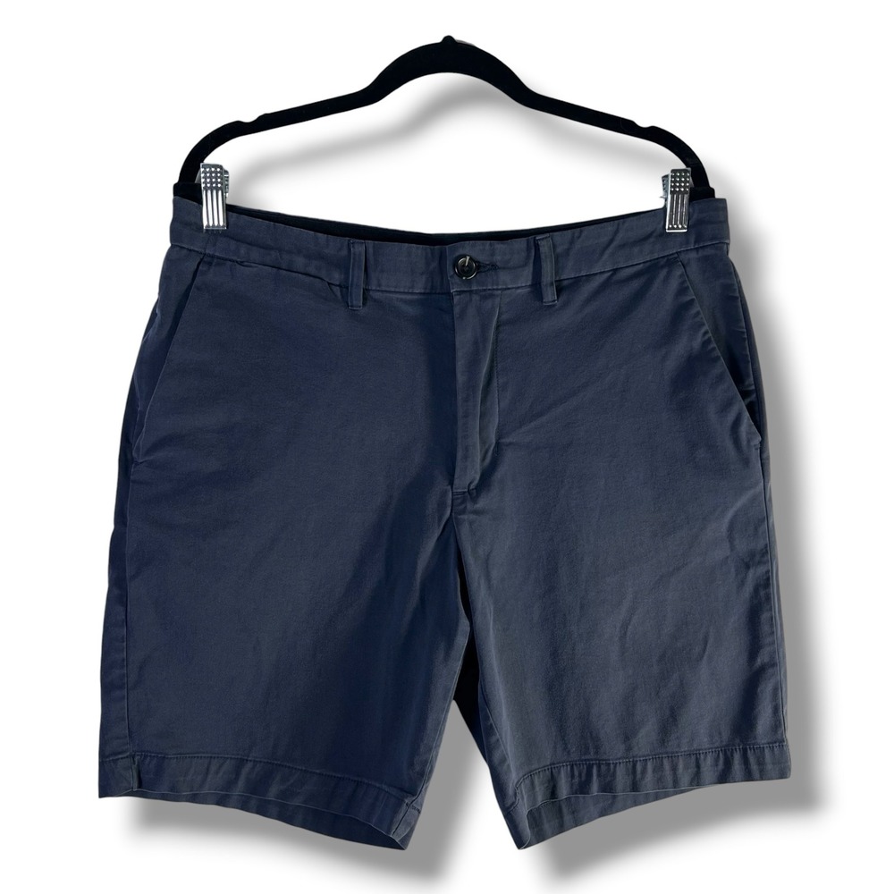 Goodfellow Mens Sz 34 Linden Tech Shorts Navy Blue Stretch Wrinkle Resist Casual